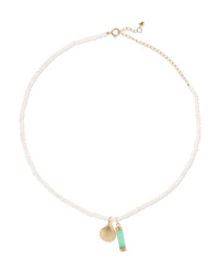 LOREN STEWART La Dolce Vita 14 Karat Gold Pearl And Jade Necklace