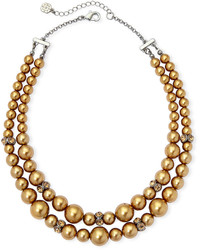 Monet Jewelry Monet Simulated Gold Pearl Two Row Necklace