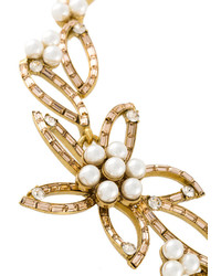 Oscar de la Renta Pearl Embellished Flower Necklace