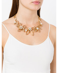Oscar de la Renta Pearl Embellished Flower Necklace
