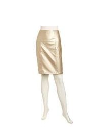 Bagatelle Metallic Faux Leather Pencil Skirt Light Metallic Gold