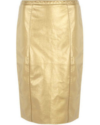 Dorothy Perkins Gold Leather Look Pencil Skirt