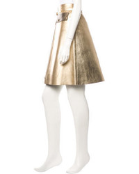 Gucci Leather Metallic Skirt