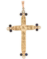 14k Diamond Sapphire Cross Pendant
