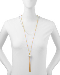 Majorica 16mm Pearl Gold Vermeil Tassel Necklace