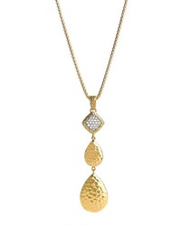 John Hardy 18k Gold Palu Pav Diamond Long Pendant Necklace 16