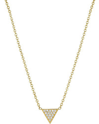 Penny Preville 18k Yellow Gold Petite Pave Diamond Triangle Pendant Necklace