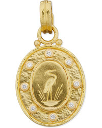 Elizabeth Locke 19k Gold Crane Pendant With Diamonds