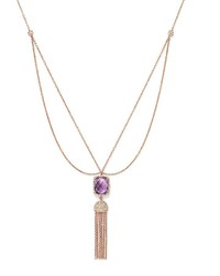 Bloomingdale's Amethyst And Diamond Tassel Pendant Necklace In 14k Rose Gold 16