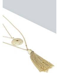 Boohoo Anya Pendant And Tassel Layered Necklace