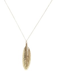 Asos Feather Pendant Necklace Gold