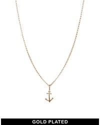 Asos Gold Plated Anchor Necklace Gold