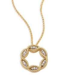 Roberto Coin Barocco Diamond 18k Yellow Gold Pendant Necklace