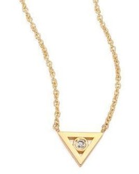 Sydney Evan Bezel Triangle Diamond 14k Yellow Gold Pendant Necklace