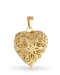 Bling Jewelry Filigree Star Heart Locket Pendant Gold Filled