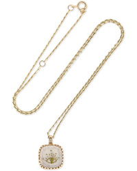 Pascale Monvoisin Blossom N2 9 Karat Gold Cotton Glass And Diamond Necklace