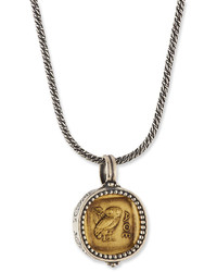 Konstantino Bronze Owl Coin Pendant Necklace