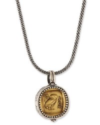 Konstantino Bronze Owl Coin Pendant Necklace