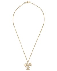 Chanel Vintage Cc Bow Pendant Necklace