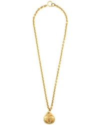 Chanel Vintage Quilted Oval Pendant Necklace