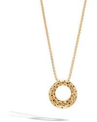 John Hardy Classic Chain 18k Gold Small Round Pendant Necklace