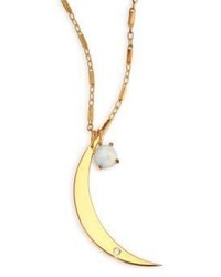 Jennifer Zeuner Jewelry Cosette Opal Diamond Crescent Pendant Necklace