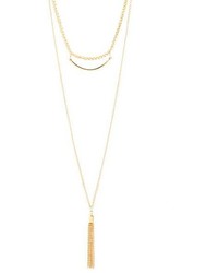 Charlotte Russe Curved Bar Tassel Layered Necklace