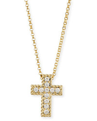 Roberto Coin Diamond Cross Pendant Necklace In 18k Gold