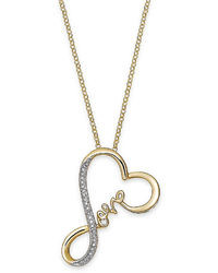 Forever Love Diamond Accent Love Heart Pendant Necklace In 10k Gold