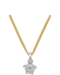 Versace Gold And Silver Medusa Pendant Necklace