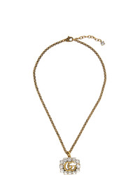 Gucci Gold Crystal Gg Marmont Necklace