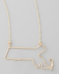GaugeNYC Gold State Pendant Necklace Massachusetts