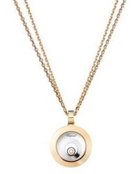 Chopard Happy Spirit Diamond 18k Rose White Gold Double Circle Pendant Necklace