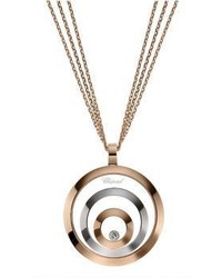 Chopard Happy Spirit Diamond 18k Rose White Gold Triple Circle Pendant Necklace