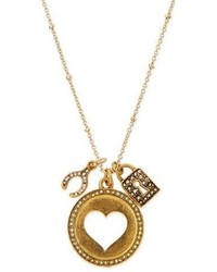 Sequin Heart Talisman Pendant Necklace 32