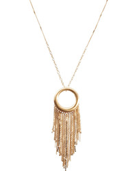 Lydell NYC Long Fringed Circle Pendant Necklace Golden