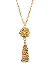 Jose & Maria Barrera Long Golden Tassel Pendant Necklace