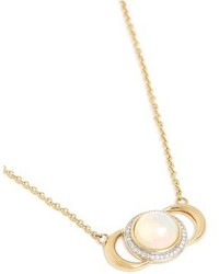 Pamela Love Luna Crescent Diamond Pav Opal Cabochon 18k Gold Necklace