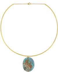Marco Bicego Materica 18k Gold Chrysocolla Pendant Collar Necklace