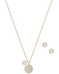 Michael Kors Michl Kors Brilliance Crystal Pendant Necklace Stud Earrings Gift Setgoldtone
