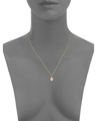 Sydney Evan Mini Hamsa Pave Diamond 14k Yellow Gold Pendant Necklace