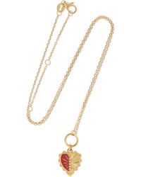 Foundrae Mini Heart Love Token 18 Karat Gold And Enamel Necklace