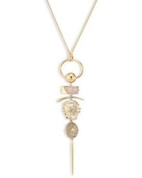 Alexis Bittar Miss Havisham Liquid Gold Slice Rough Cut Quartz Caged Rock Crystal Pendant Necklace