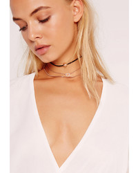 Missguided Charm Choker Necklace Pack Rose Gold
