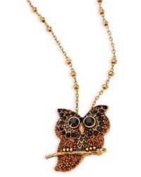 Marc Jacobs Owl Crystal Pendant Necklace