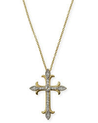 Jude Frances Provence 18k Fleur Cross Topaz Diamond Pendant Necklace