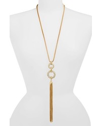 Tasha Long Tassel Pendant Necklace Gold Clear