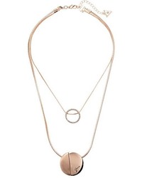 GUESS Two Row Necklace With Disc Pendants Necklace