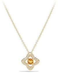 David Yurman Venetian Quatrefoil Pendant Necklace With Citrine And Diamonds In 18k Gold
