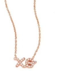 Sydney Evan Xo Diamond 14k Rose Gold Pendant Necklace
